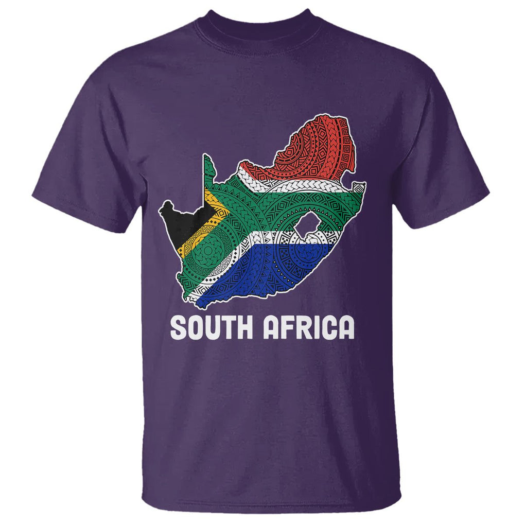 South Africa Pride T Shirt South African Flag Map TS02 Purple Printyourwear