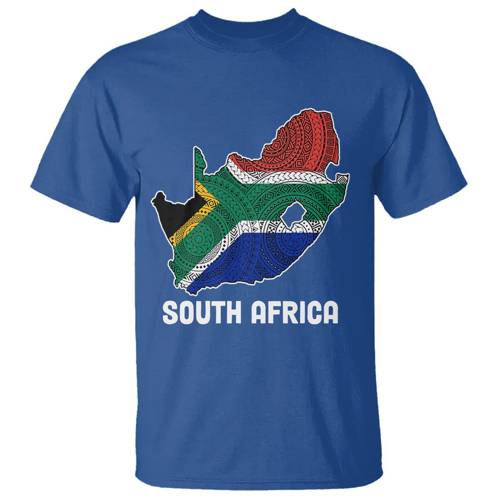 South Africa Pride T Shirt South African Flag Map TS02 Royal Blue Printyourwear