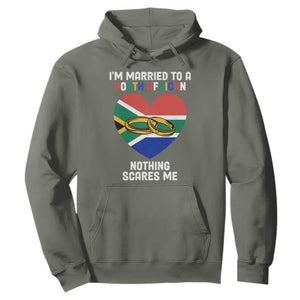 I'm Married To A South African Nothing Scares Me Funny Hoodie TS02 Military Green Printyourwear