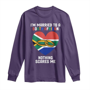 Funny South Africa Long Sleeve Shirt I'm Married To A South African Nothing Scares Me TS02 Purple Print Your Wear