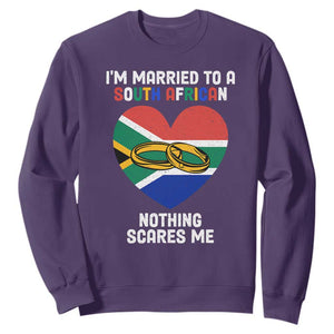 I'm Married To A South African Nothing Scares Me Funny Sweatshirt TS02 Purple Printyourwear