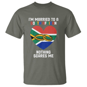 I'm Married To A South African Nothing Scares Me Funny T Shirt TS02 Military Green Printyourwear