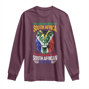 South Africa Pride Long Sleeve Shirt You Can Never Take The South African Out Of Me TS02 Maroon Print Your Wear