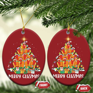 Merry Glizzmas Christmas Ornament Funny Hotdog Christmas Tree TS02 Oval Red Print Your Wear