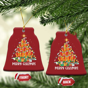 Merry Glizzmas Christmas Ornament Funny Hotdog Christmas Tree TS02 Bell Flake Red Print Your Wear