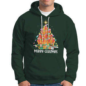 Merry Glizzmas Hoodie Funny Hotdog Christmas Tree TS02 Dark Forest Green Printyourwear