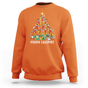 Merry Glizzmas Sweatshirt Funny Hotdog Christmas Tree TS02 Orange Printyourwear