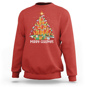 Merry Glizzmas Sweatshirt Funny Hotdog Christmas Tree TS02 Red Printyourwear