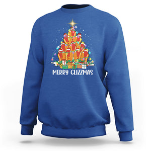 Merry Glizzmas Sweatshirt Funny Hotdog Christmas Tree TS02 Royal Blue Printyourwear