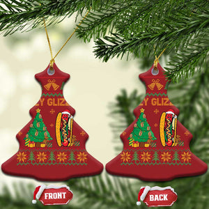 Merry Glizzmas Christmas Ornament Funny Hotdog Xmas Tree Hot Ugly Christmas TS02 Christmas Tree Red Print Your Wear