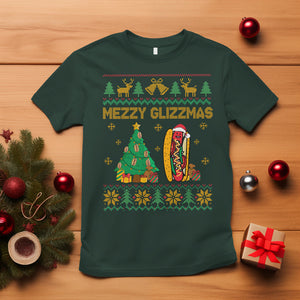 Merry Glizzmas T Shirt Funny Hotdog Xmas Tree Hot Ugly Christmas TS02 Dark Forest Green Printyourwear