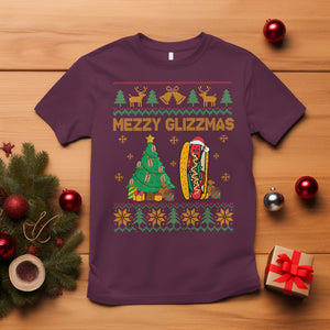 Merry Glizzmas T Shirt Funny Hotdog Xmas Tree Hot Ugly Christmas TS02 Maroon Printyourwear