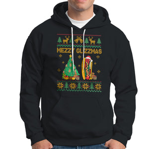 Merry Glizzmas Hoodie Funny Hotdog Xmas Tree Hot Ugly Christmas TS02 Black Printyourwear