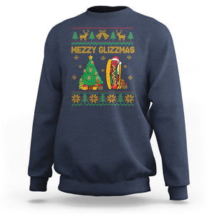 Merry Glizzmas Sweatshirt Funny Hotdog Xmas Tree Hot Ugly Christmas TS02 Navy Printyourwear