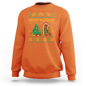 Merry Glizzmas Sweatshirt Funny Hotdog Xmas Tree Hot Ugly Christmas TS02 Orange Printyourwear