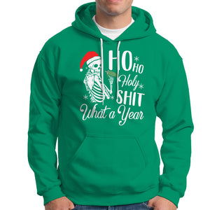 Skeleton Christmas Hoodie Ho Ho Holy Shit What A Year Funny Boujee Xmas Vibe TS02 Irish Green Printyourwear