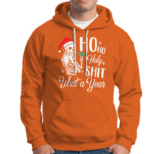 Skeleton Christmas Hoodie Ho Ho Holy Shit What A Year Funny Boujee Xmas Vibe TS02 Orange Printyourwear