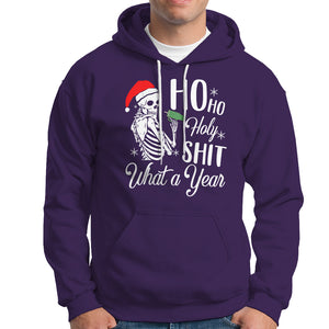 Skeleton Christmas Hoodie Ho Ho Holy Shit What A Year Funny Boujee Xmas Vibe TS02 Purple Printyourwear