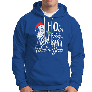 Skeleton Christmas Hoodie Ho Ho Holy Shit What A Year Funny Boujee Xmas Vibe TS02 Royal Blue Printyourwear