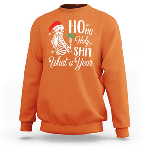 Skeleton Christmas Sweatshirt Ho Ho Holy Shit What A Year Funny Boujee Xmas Vibe TS02 Orange Printyourwear