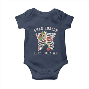 Skeleton Christmas Baby Onesie Dead Inside But Jolly AF Xmas Vibe TS02 Navy Print Your Wear