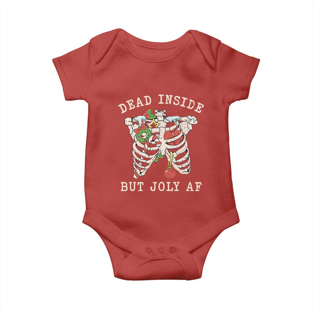 Skeleton Christmas Baby Onesie Dead Inside But Jolly AF Xmas Vibe TS02 Red Print Your Wear