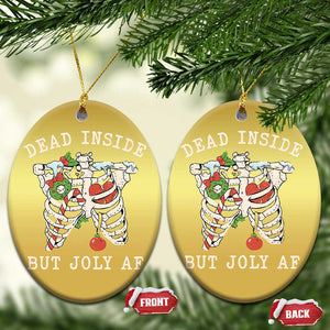 Skeleton Christmas Christmas Ornament Dead Inside But Jolly AF Xmas Vibe TS02 Oval Gold Print Your Wear