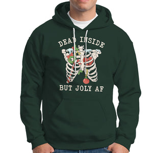 Skeleton Christmas Hoodie Dead Inside But Jolly AF Xmas Vibe TS02 Dark Forest Green Printyourwear