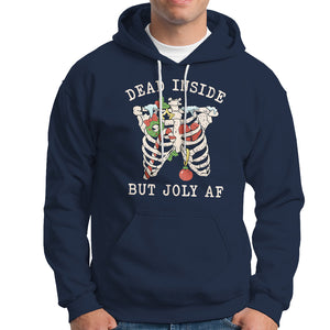 Skeleton Christmas Hoodie Dead Inside But Jolly AF Xmas Vibe TS02 Navy Printyourwear