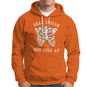 Skeleton Christmas Hoodie Dead Inside But Jolly AF Xmas Vibe TS02 Orange Printyourwear