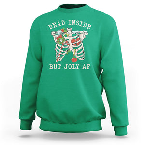 Skeleton Christmas Sweatshirt Dead Inside But Jolly AF Xmas Vibe TS02 Irish Green Printyourwear