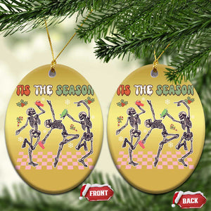 Dancing Skeleton Christmas Christmas Ornament Tis The Season Retro Boujee Xmas Vibe TS02 Oval Gold Print Your Wear