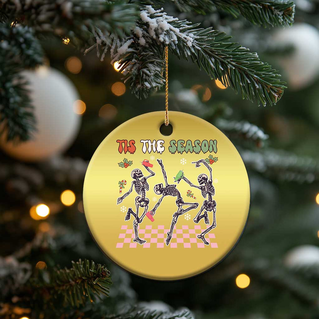 Dancing Skeleton Christmas Christmas Ornament Tis The Season Retro Boujee Xmas Vibe TS02 Print Your Wear