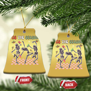 Dancing Skeleton Christmas Christmas Ornament Tis The Season Retro Boujee Xmas Vibe TS02 Bell Flake Gold Print Your Wear