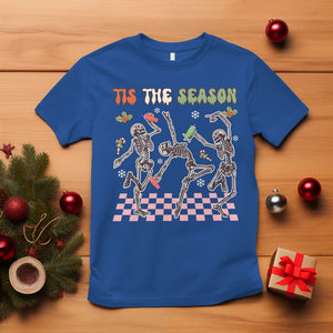 Dancing Skeleton Christmas T Shirt Tis The Season Retro Boujee Xmas Vibe TS02 Royal Blue Printyourwear