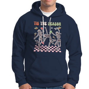 Dancing Skeleton Christmas Hoodie Tis The Season Retro Boujee Xmas Vibe TS02 Navy Printyourwear