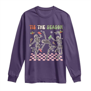 Dancing Skeleton Christmas Long Sleeve Shirt Tis The Season Retro Boujee Xmas Vibe TS02 Purple Print Your Wear