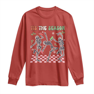 Dancing Skeleton Christmas Long Sleeve Shirt Tis The Season Retro Boujee Xmas Vibe TS02 Red Print Your Wear