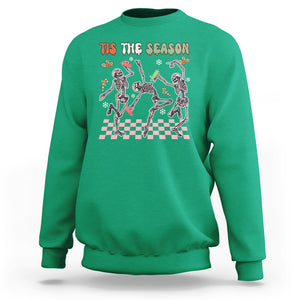 Dancing Skeleton Christmas Sweatshirt Tis The Season Retro Boujee Xmas Vibe TS02 Irish Green Printyourwear