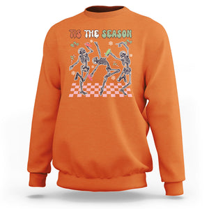 Dancing Skeleton Christmas Sweatshirt Tis The Season Retro Boujee Xmas Vibe TS02 Orange Printyourwear