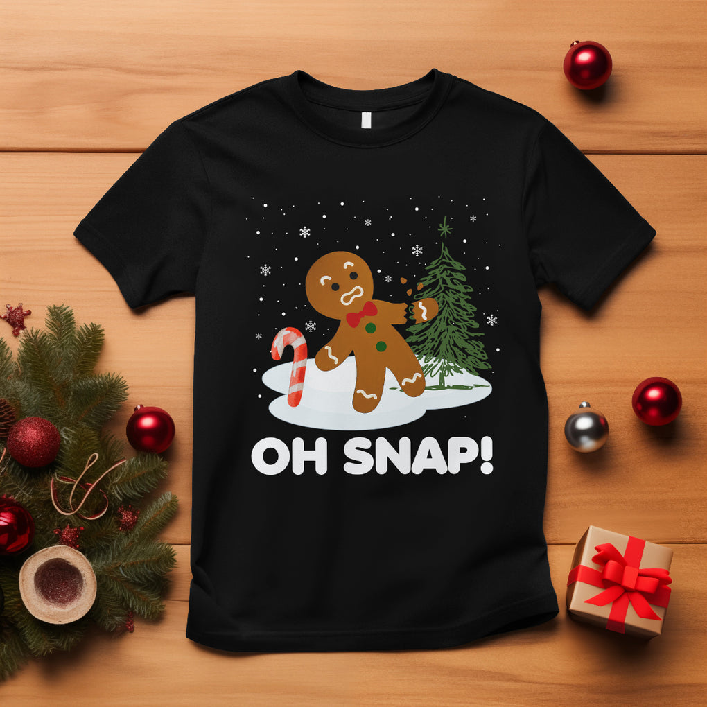 Gingerbread T Shirt Oh Snap Funny Christmas Cookie Baking Squad TS02 Black Printyourwear