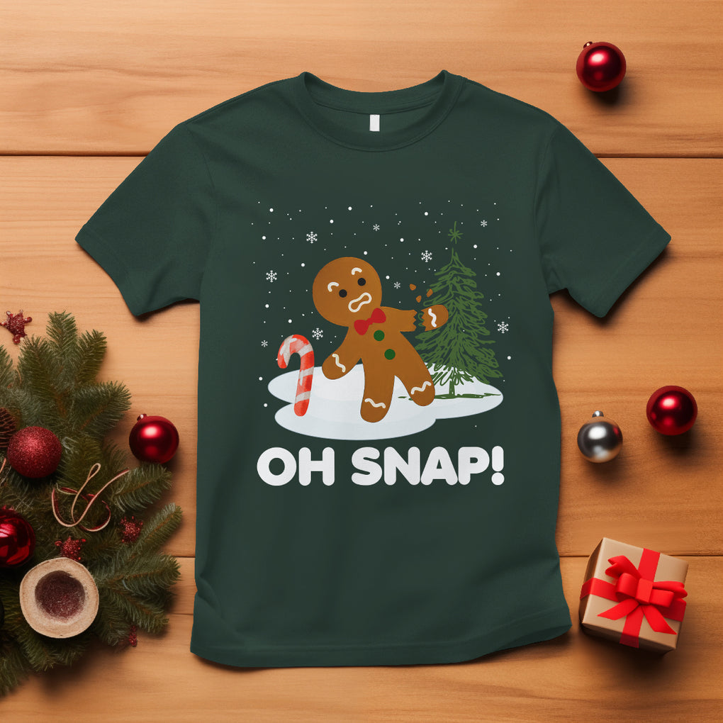 Gingerbread T Shirt Oh Snap Funny Christmas Cookie Baking Squad TS02 Dark Forest Green Printyourwear