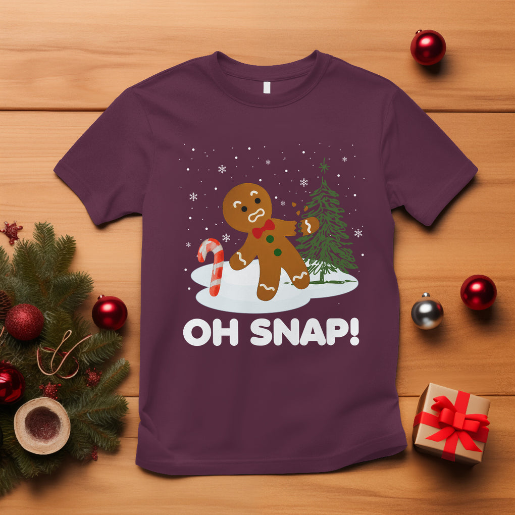 Gingerbread T Shirt Oh Snap Funny Christmas Cookie Baking Squad TS02 Maroon Printyourwear