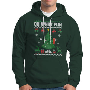 Ugly Christmas Hoodie Oh What Fun Boujee Christmas Tree Funny TS02 Dark Forest Green Printyourwear