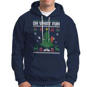 Ugly Christmas Hoodie Oh What Fun Boujee Christmas Tree Funny TS02 Navy Printyourwear