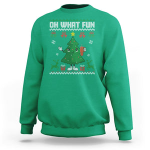 Ugly Christmas Sweatshirt Oh What Fun Boujee Christmas Tree Funny TS02 Irish Green Printyourwear