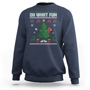 Ugly Christmas Sweatshirt Oh What Fun Boujee Christmas Tree Funny TS02 Navy Printyourwear