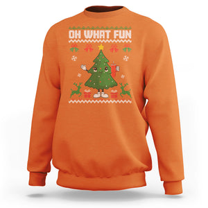 Ugly Christmas Sweatshirt Oh What Fun Boujee Christmas Tree Funny TS02 Orange Printyourwear