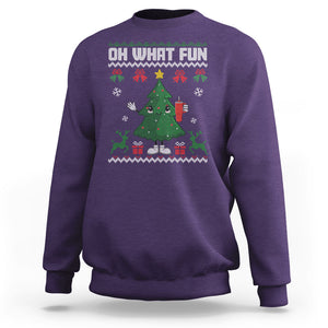 Ugly Christmas Sweatshirt Oh What Fun Boujee Christmas Tree Funny TS02 Purple Printyourwear