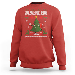 Ugly Christmas Sweatshirt Oh What Fun Boujee Christmas Tree Funny TS02 Red Printyourwear